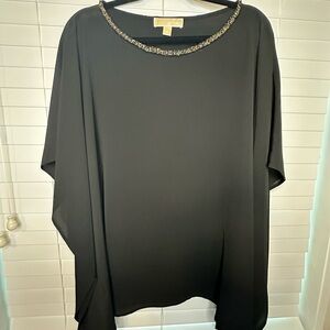 TWO Michael Kors Black Boxy Embellished Top